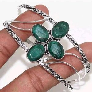 New Emerald Silver Cuff Bracelet.